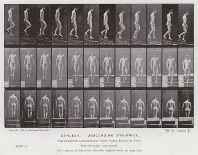 La figura humana en movimiento: Atleta, descendiendo una escalera de Eadweard Muybridge