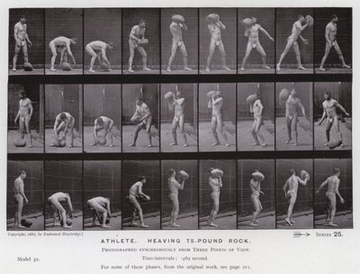 La Figura Humana en Movimiento: Atleta, lanzando una roca de 75 libras de Eadweard Muybridge