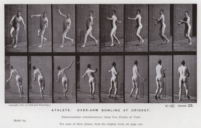 La figura humana en movimiento: Atleta, lanzamiento de cricket con brazo extendido de Eadweard Muybridge