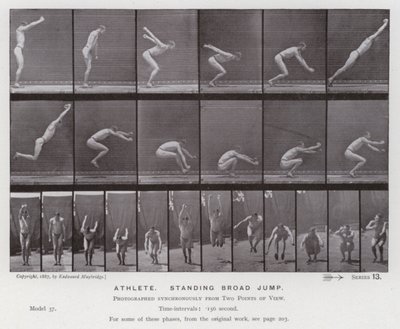 La figura humana en movimiento: Atleta, salto de longitud en pie de Eadweard Muybridge