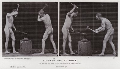 La figura humana en movimiento: Herreros trabajando de Eadweard Muybridge