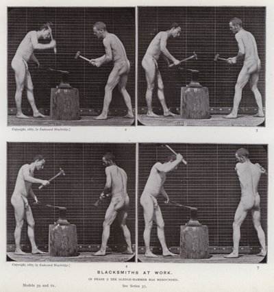 La figura humana en movimiento: Herreros trabajando de Eadweard Muybridge