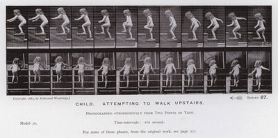 La figura humana en movimiento: Niño intentando subir escaleras de Eadweard Muybridge