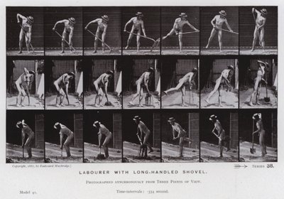 La Figura Humana en Movimiento: Obrero con pala de mango largo de Eadweard Muybridge