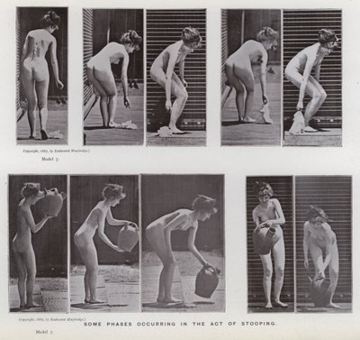 La figura humana en movimiento: Algunas fases en el acto de agacharse de Eadweard Muybridge