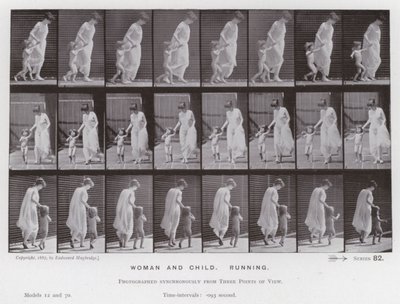 La Figura Humana en Movimiento: Mujer y niño, corriendo de Eadweard Muybridge