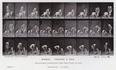 La figura humana en movimiento: Mujer, alimentando a un perro de Eadweard Muybridge