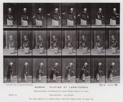 La figura humana en movimiento: Mujer, jugando al tenis en césped de Eadweard Muybridge