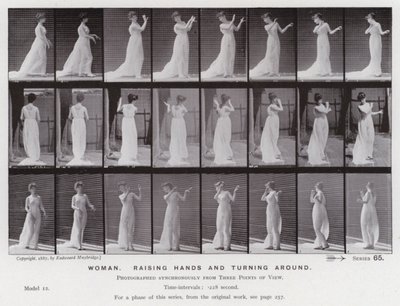 La figura humana en movimiento: Mujer, levantando las manos y girando de Eadweard Muybridge