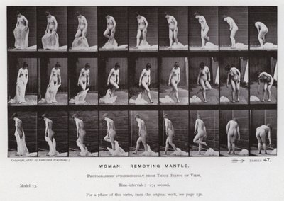 La Figura Humana en Movimiento: Mujer, quitándose el manto de Eadweard Muybridge