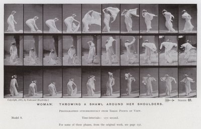 La Figura Humana en Movimiento: Mujer, echándose un chal sobre los hombros de Eadweard Muybridge