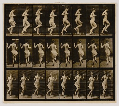 Mujer rebotando sobre un pie, del libro Animal Locomotion de Eadweard Muybridge