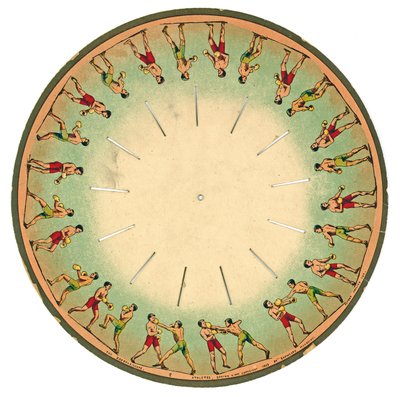 Disco de zoopraxiscopio mostrando hombres boxeando, 1893 de Eadweard Muybridge