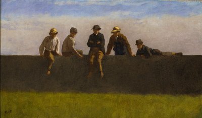 Cinco Niños en una Pared, c.1875-1880 de Eastman Johnson