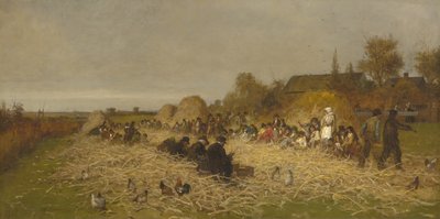 Desgrane de maíz, Isla de Nantucket de Eastman Johnson