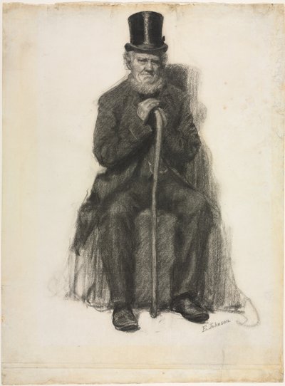 Estudio de un anciano (posiblemente un estudio para el retrato de Peter Folger), c.1886 (tiza negra ) de Eastman Johnson