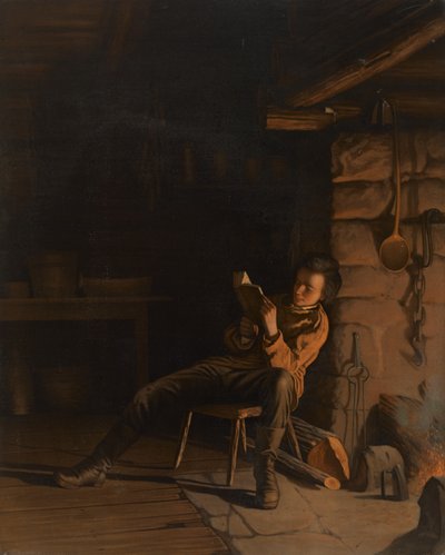 La infancia de Lincoln. (Una noche en la cabaña de troncos), 1868 de Eastman Johnson