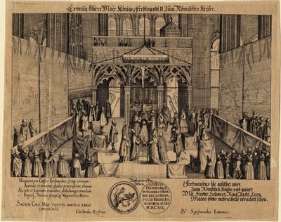 La coronación del rey Fernando II como emperador del Sacro Imperio Romano de Eberhard Kieser