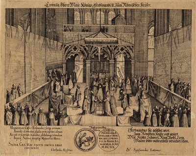 La coronación del Rey Fernando II como Emperador del Sacro Imperio Romano de Eberhard Kieser