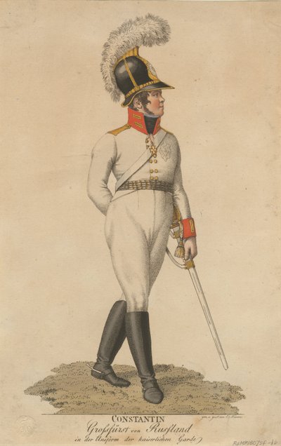 Retrato del Gran Duque Constantino Pavlovich de Rusia 1779-1831, 1807 de Eberhard Siegfried Henne