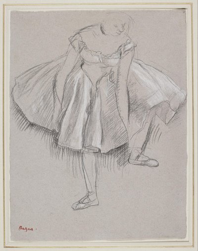 Bailarina ajustando su zapatilla de Edgar Degas