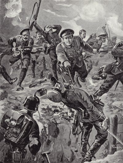 El cabo Joseph Davies y ocho hombres ahuyentando con bayonetas a un grupo de alemanes que los habían rodeado previamente, Delville Wood, Francia, 20 de julio de 1916 de Edgar Alfred Holloway