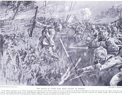 La muerte de Lance Nak Bhau Savant en Mazera en el Tigris, diciembre de 1914 de Edgar Alfred Holloway
