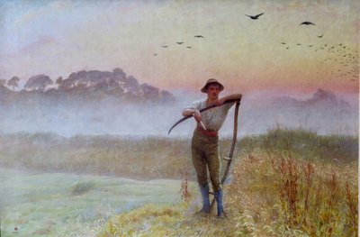 Una mañana de otoño: La Parca... Un hombre con guadaña de Edgar Barclay