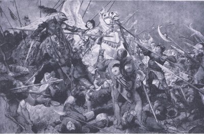Captura de la Doncella antes de Compiègne, de Cassells History of the British People publicado por la Waverley Book Company Limited, c.1940 de Edgar Bundy