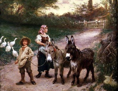 Niños campesinos con burros de Edgar Bundy