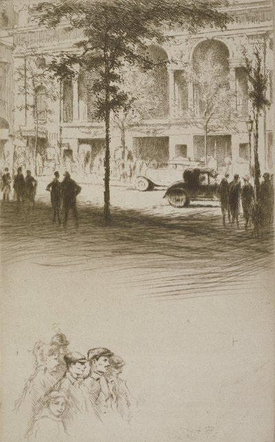 Plaza de la ciudad, ilustración para "Mitsou" de Sidonie-Gabrielle Colette (1873-1954) publicada en 1930 (aguafuerte y punta seca) de Edgar Chahine