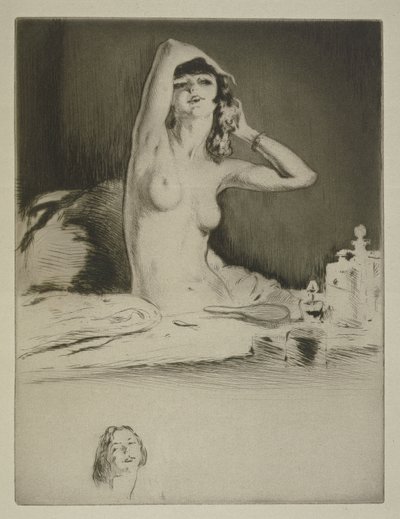 Una mujer en su aseo, ilustración para "Mitsou" de Sidonie-Gabrielle Colette (1873-1954) publicada en 1930 (aguafuerte y punta seca) de Edgar Chahine
