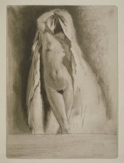 Una mujer envuelta en una sábana, ilustración para "Mitsou" de Sidonie-Gabrielle Colette (1873-1954) publicada en 1930 (aguafuerte y punta seca) de Edgar Chahine