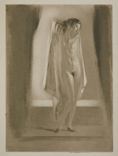 Una mujer saliendo de un baño, ilustración para "Mitsou" de Sidonie-Gabrielle Colette (1873-1954) publicada en 1930 (aguafuerte y punta seca) de Edgar Chahine