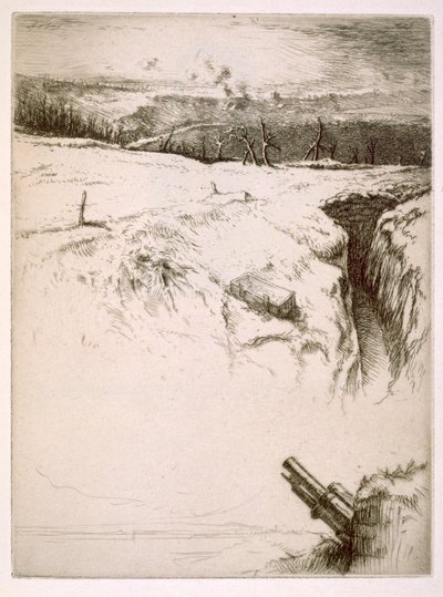 Norte de Francia: trincheras abandonadas después de la Primera Guerra Mundial (grabado) de Edgar Chahine