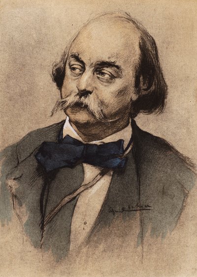 Retrato de Gustave Flaubert (litografía en color) de Edgar Chahine