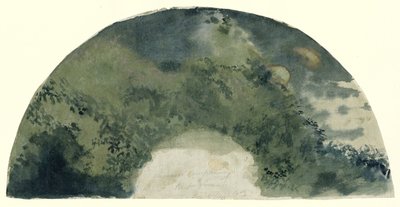 Pala de abanico de estilo japonés pintada con un paisaje en luna creciente de Edgar Degas (possibly)