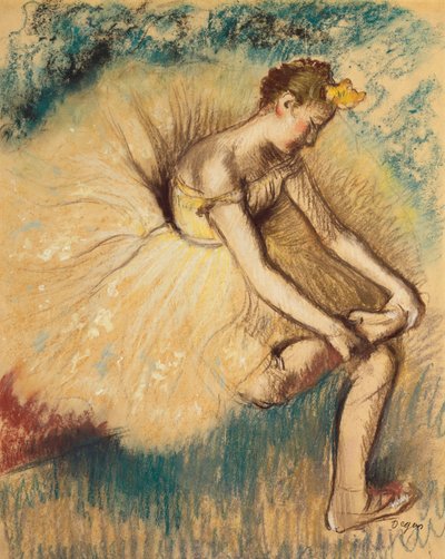 Una bailarina poniéndose el zapato de Edgar Degas