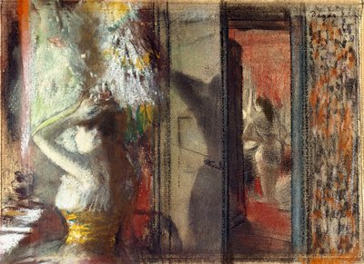 Camerino de actrices, c.1885 de Edgar Degas
