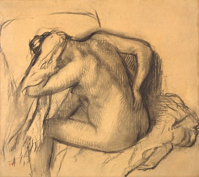 Después del baño, mujer secándose el cabello de Edgar Degas