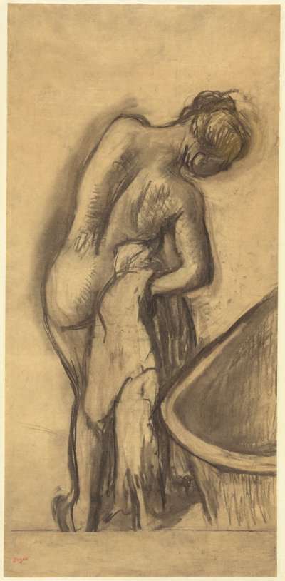 Después del baño: Mujer secándose, c.1900 (pastel) de Edgar Degas