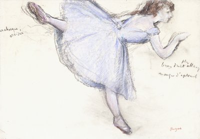 Bailarina arabesca en vista de perfil, 1885-90 de Edgar Degas