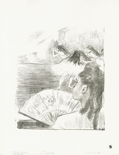 En el teatro - Mujer con abanico de Edgar Degas