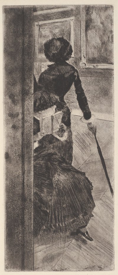 Au Louvre: La Peinture (Mary Cassatt) (aguafuerte y aguatinta) de Edgar Degas