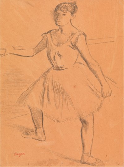 Bailarina de pie en una barra de Edgar Degas