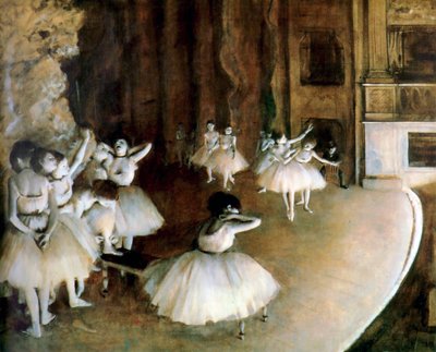 Ensayo de ballet en el escenario de Edgar Degas