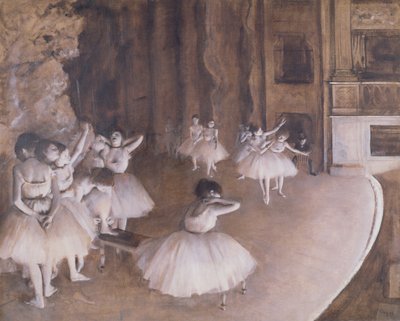 Ensayo de ballet en el escenario de Edgar Degas