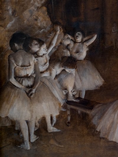 Repetición de ballet en la escena (detalle) de Edgar Degas
