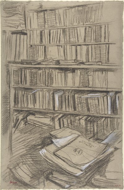 Estanterías, estudio para «Edmond Duranty» de Edgar Degas