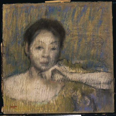 Busto de una mujer con la mano izquierda en la barbilla, c.1895-98 de Edgar Degas